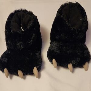 Lazy One Black Furry Claw Slippers
